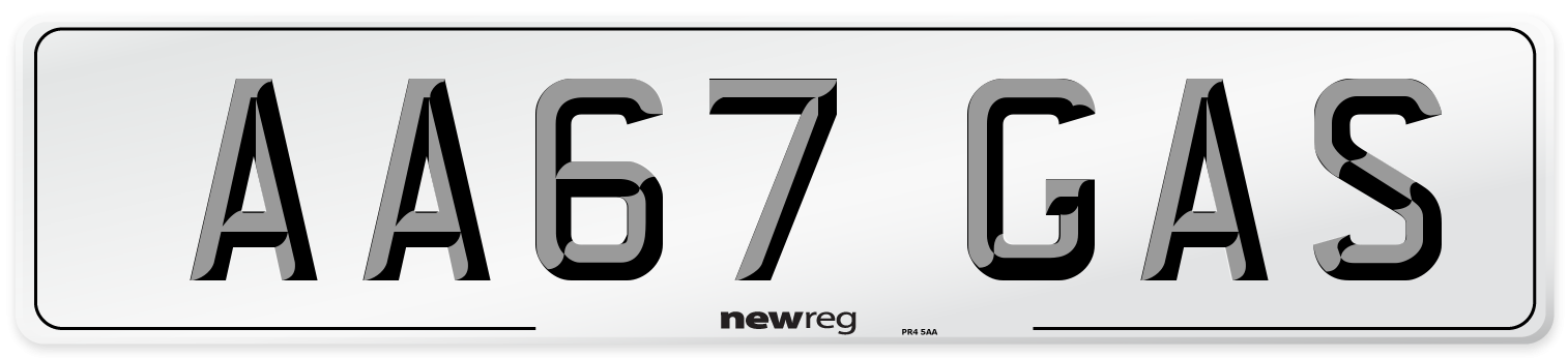 AA67 GAS Number Plate from New Reg